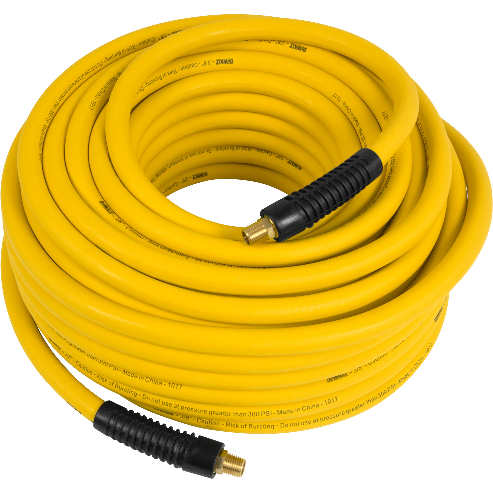 DEWALT Premium Rubber Air Hose, 3/8in. x 100ft., 300 PSI, Yellow, Model# DXCM012-0202